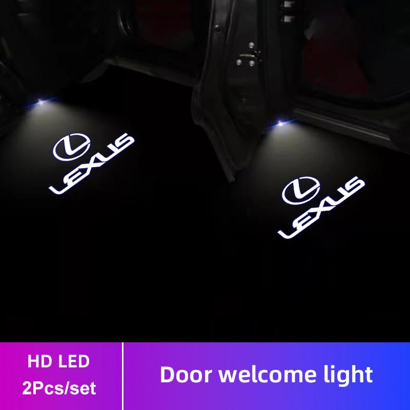 2Pcs Car Door Welcome Lamp HD LED Emblem Projector Lights For Lexus F-SPORT ES RX NX LS UX LM LX GX LC RZ IS CT GS RC HS SC TX