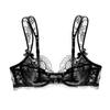 Women's Balconette Bras Lace Unlined Demi Underwire Bra Mesh See Through Non Padded