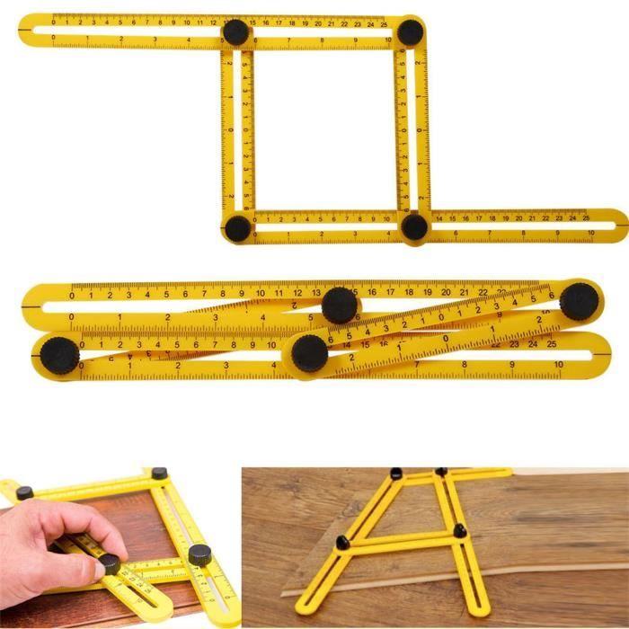 Outil de Mesure Modèle Échelle Règle Multi-angle Multi-fonction Réglable à Quatre Faces de Pliage