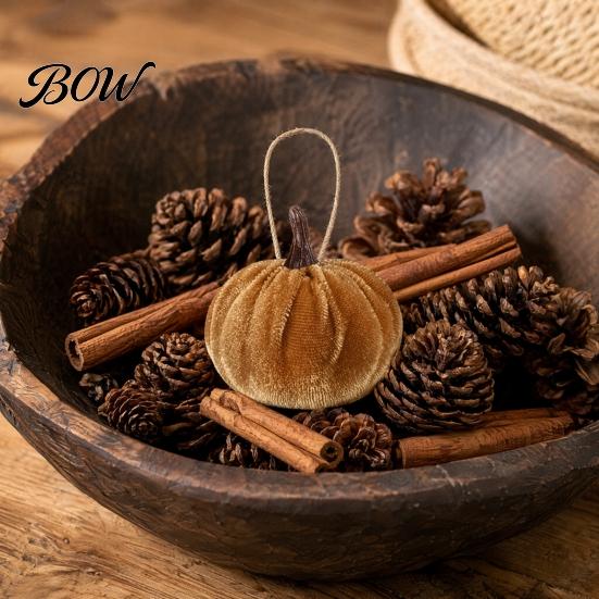 Soft Suede Pumpkin Ornaments Velvet Hanging Decor, Fall Harvest with Indoor Autumn Decoration Jute Rope, Thanksgiving Halloween Tree Garland for Home
