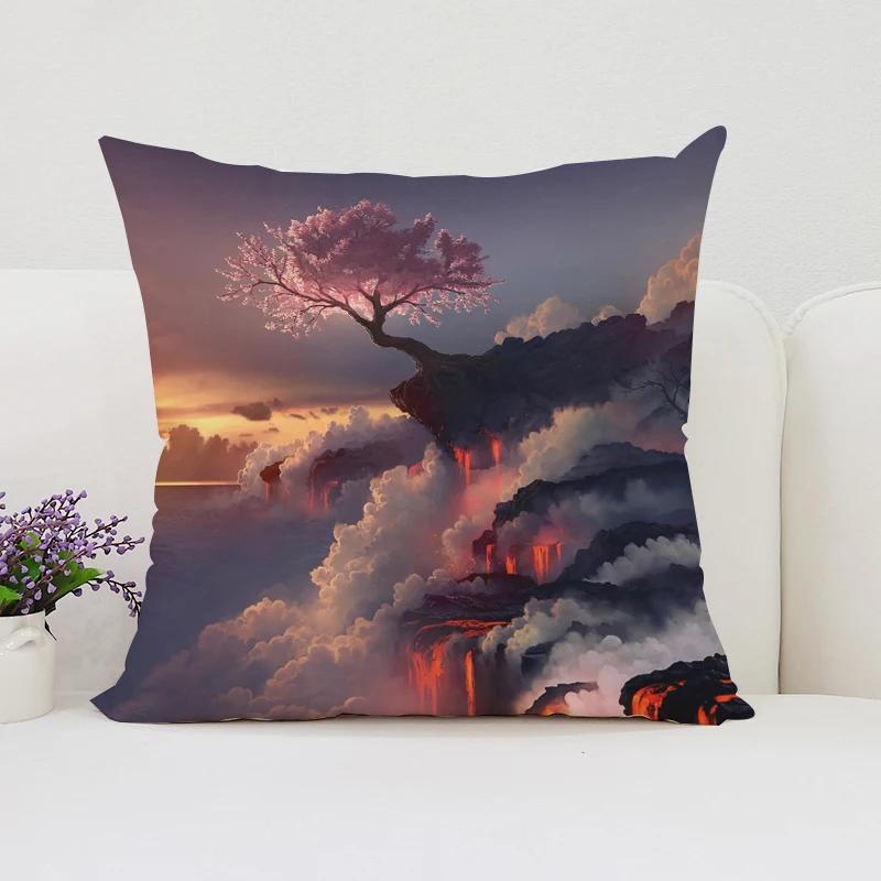 Японская Сакура Домашний Декор Декоративная Наволочка для Подушки для Подушек в Гостиную Эстетичное Украшение Комнаты Наволочка 45*45
