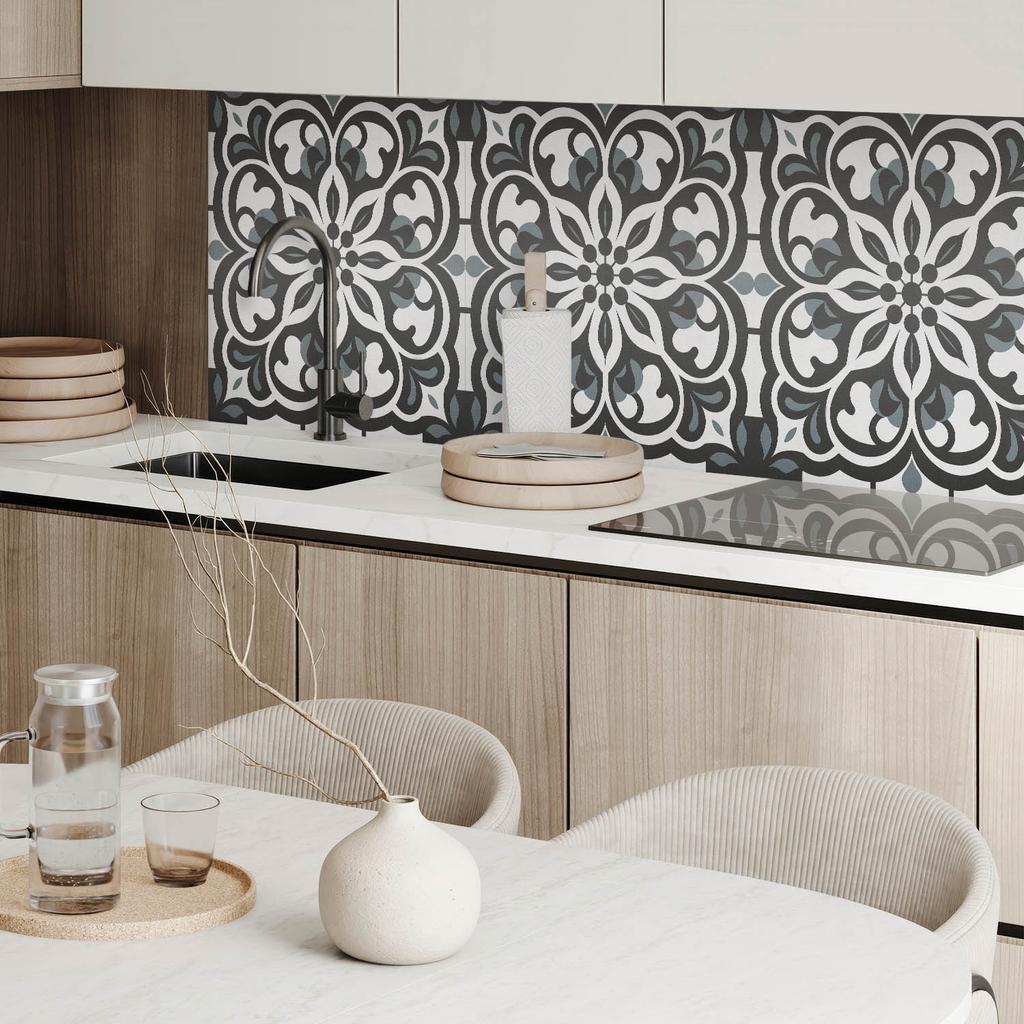 Self-Adhesive Vinyl Panel - Printed Decoration 100x50 cm Floral Pattern with Ornaments