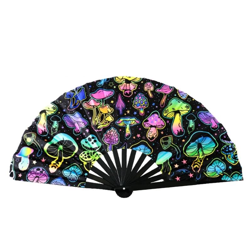 Портативный светящийся флуоресцентный бамбуковый ручной веер для музыкальных фестивалей, ночных клубов, костюмированных вечеринок и тематических дискотек