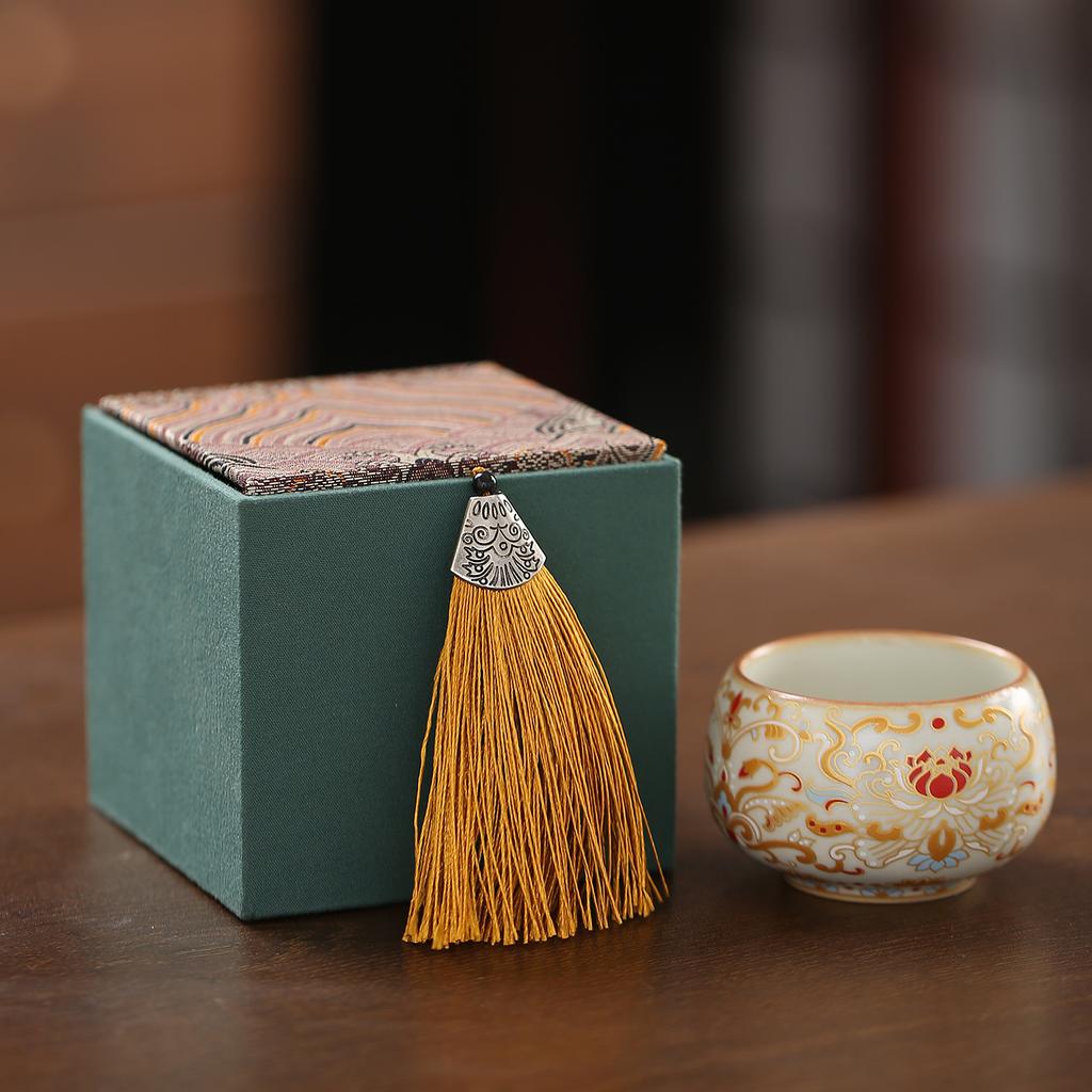 Ru kiln Dunhuang ceramic tea cup gift box tea cup household master cup single cup Chinese tea cup 1011 new