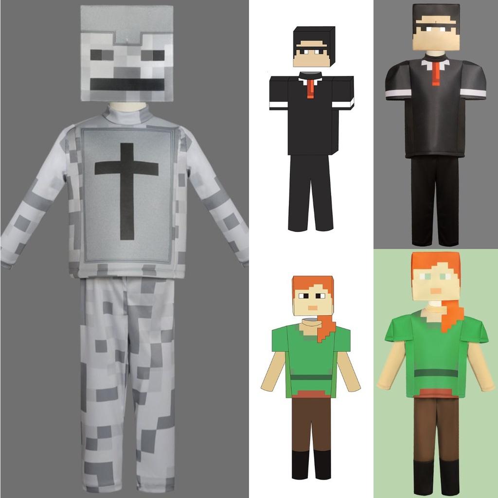 Minecraft Детский Прочный Полиэстер Костюм Алекса Косплей Игровой Сценический Костюм Для Хэллоуина Рождества Реквизит