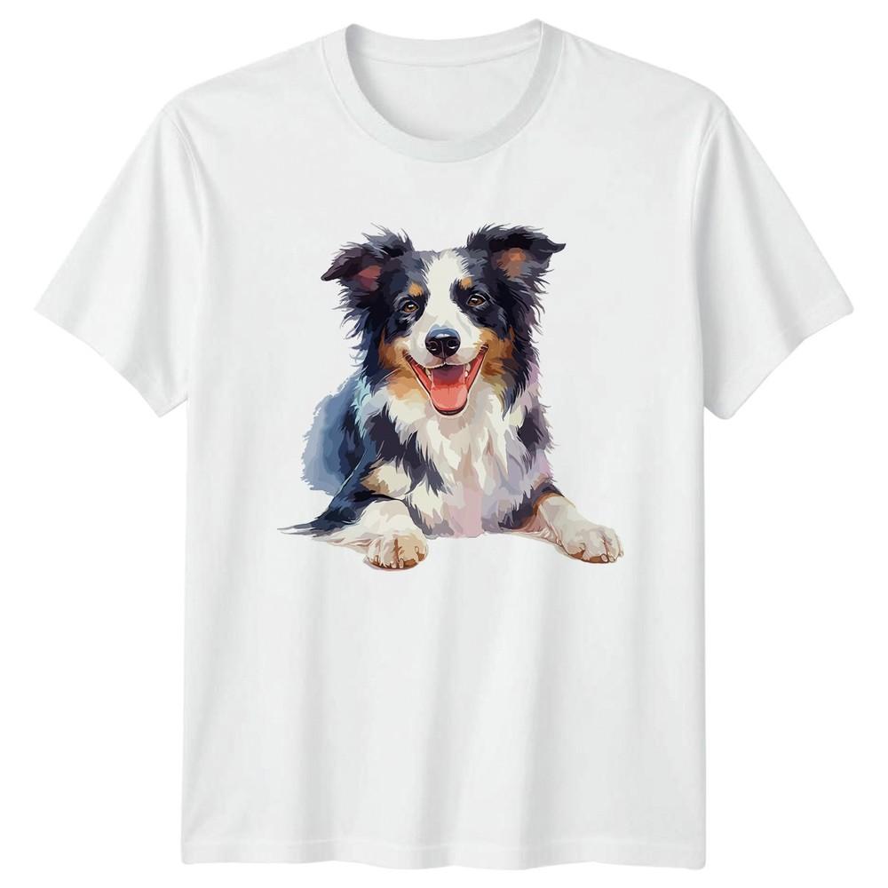 Border Collie TShirt Watercolor Dog Lover Birthday Gift For Him And Her