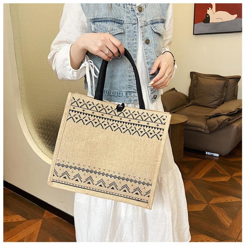 Большая вместимость открытая женская модная сумка для покупок на одно плечо женская льняная сумка для поездок на работу