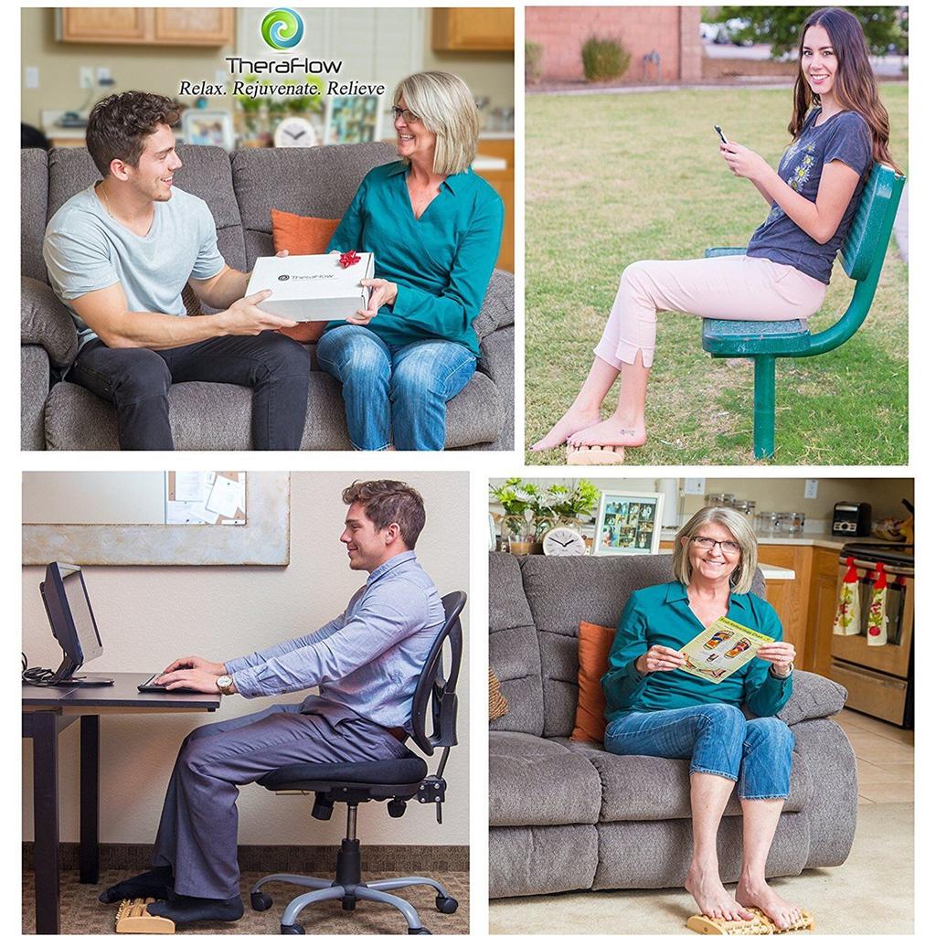 Массажер для ног из бамбука и дерева премиум-класса - большой двойной ролик для облегчения боли и расслабления