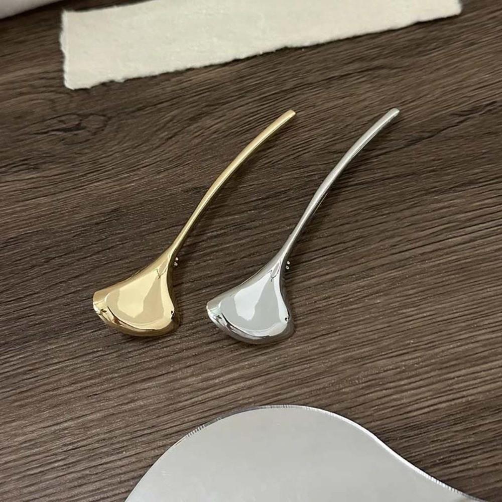 French Style Ginkgo Leaf Brooch Corsage Ornament Metal Glossy Brooch Long Leaf Pin Suit