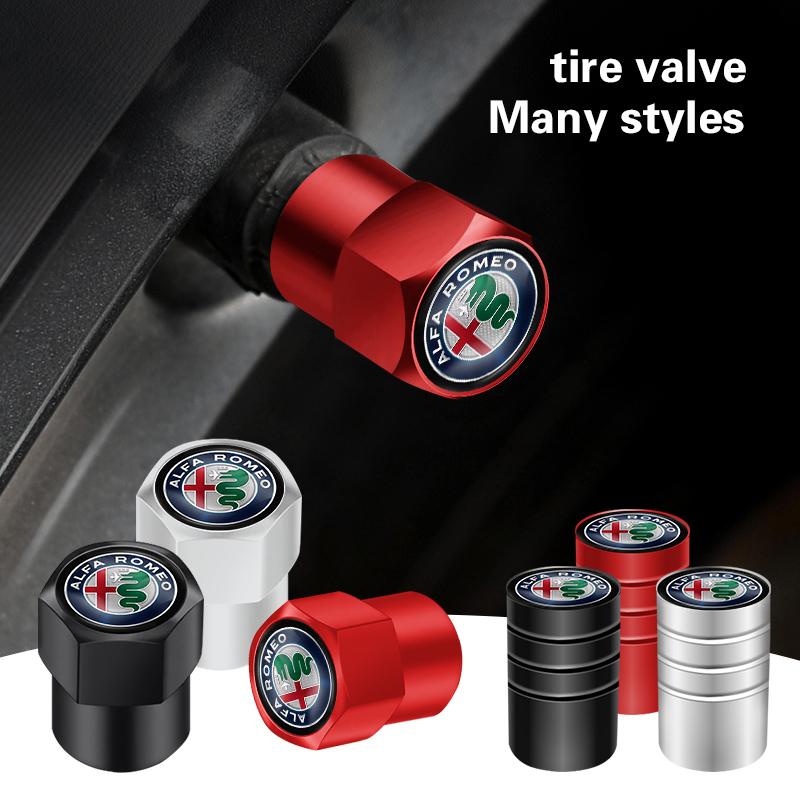 JNZSP1 4/8Pcs Car Wheel Tire Valve Caps Dust Accessories For Alfa Romeo Giulia Stelvio Giulietta 156 159 147 Mito Tonale Brera Disco V