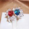 Exquisite Pretty Red Blue Shiny AAAA Zircon Ring Fashion Women's Opening Adjustable Ring Party Jewelry Wedding Proposal Bride Ring, Zircon Ring