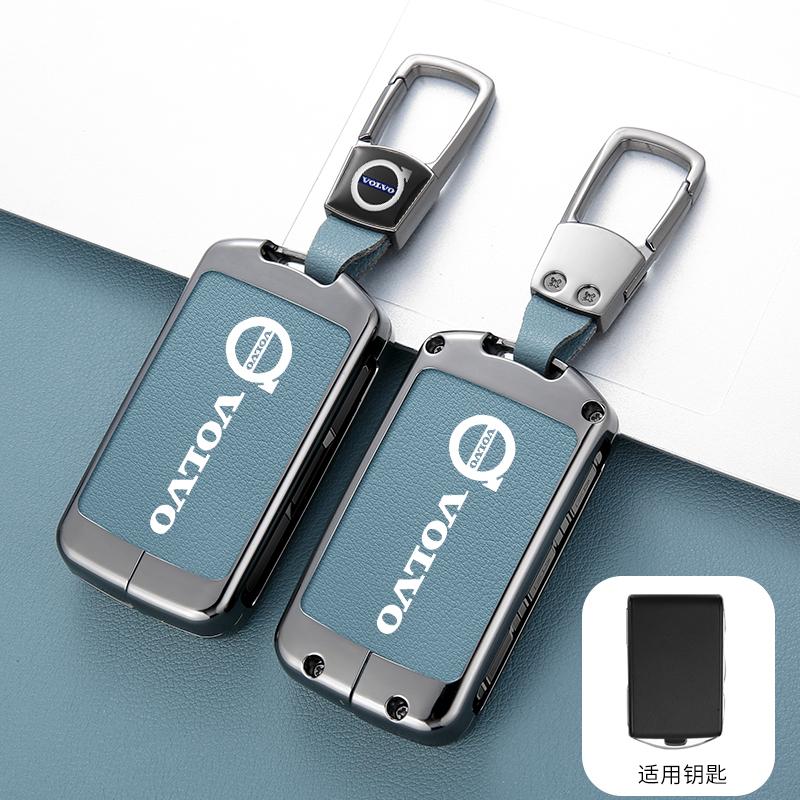 Zine Alloy Leather Car Key Case Cover Shell For Volvo XC40 XC60 S90 XC90 V90 2017 2018 T5 T6 T8 Polestar 1 2 Protector Accessory