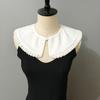 White Cotton Cloth Unlined Shawl False Collar, Pleated Lace Decorative Collar Pointed Collar