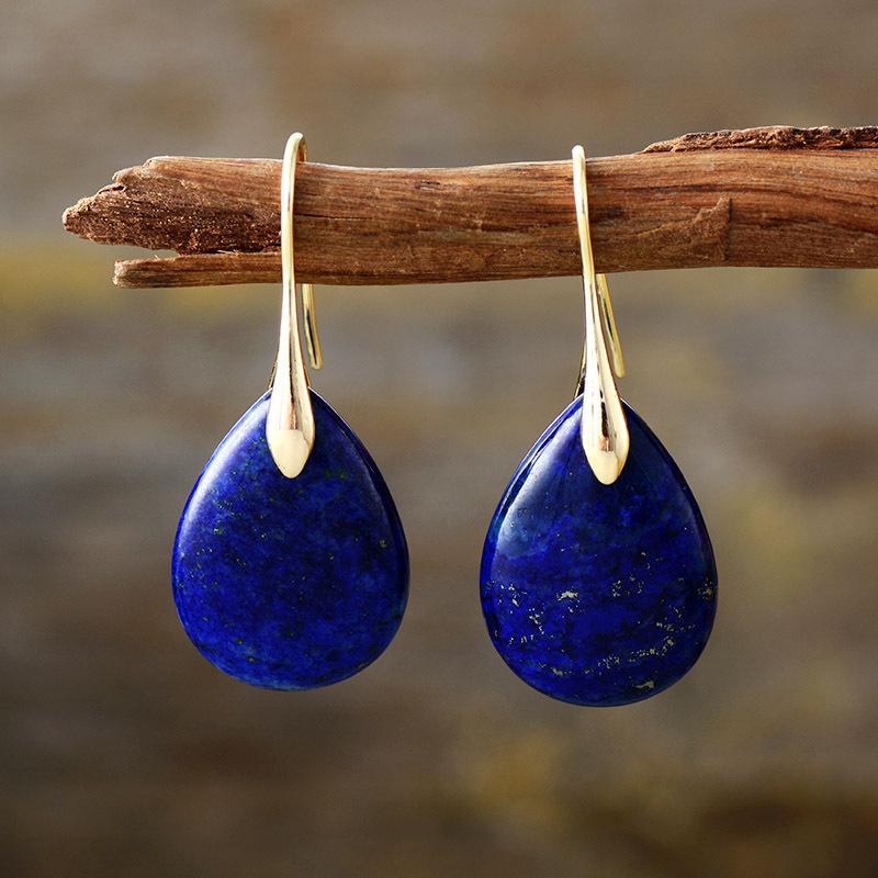 Luxury New Simple High Quality Natural Stone Crystal Amethyst Pendant Earrings Earrings European and American Popular Jewelry Jewelry