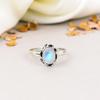 925 Sterling Silver Rainbow Moonstone Oval Shape Gemstone Ring For Women