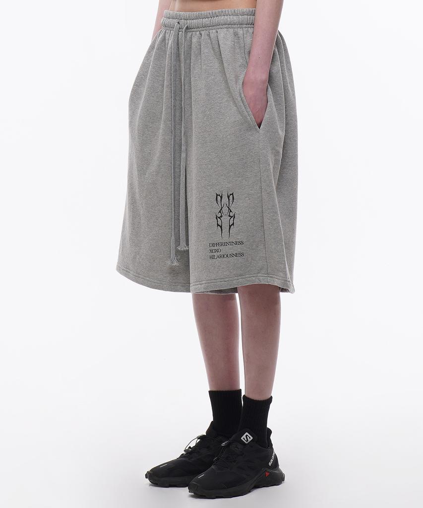 D.XO.H Thunder Label Printed Half Pants Gray