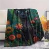 1PC Folk Art Print FlAannel Blanket, High quality Comfortable for All Seasons, Home Decor, Warmth and Comfort