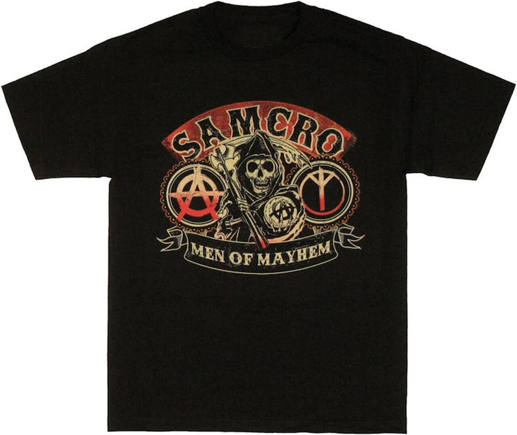 SAMCRO Люди хаоса. - Футболка в стиле ретро SOA Grim Reaper Symbols, летняя хлопковая футболка с коротким рукавом и круглым вырезом для мужчин, новая, S-3XL