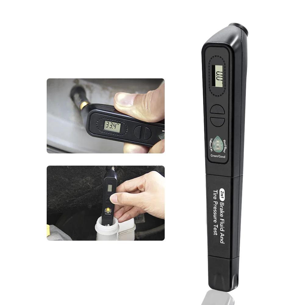 Brake Fluid Tester Tire Pressure Monitoring Meter Two In One Brake Fluid Water Content Test Pen Brake Fluid Test Pen