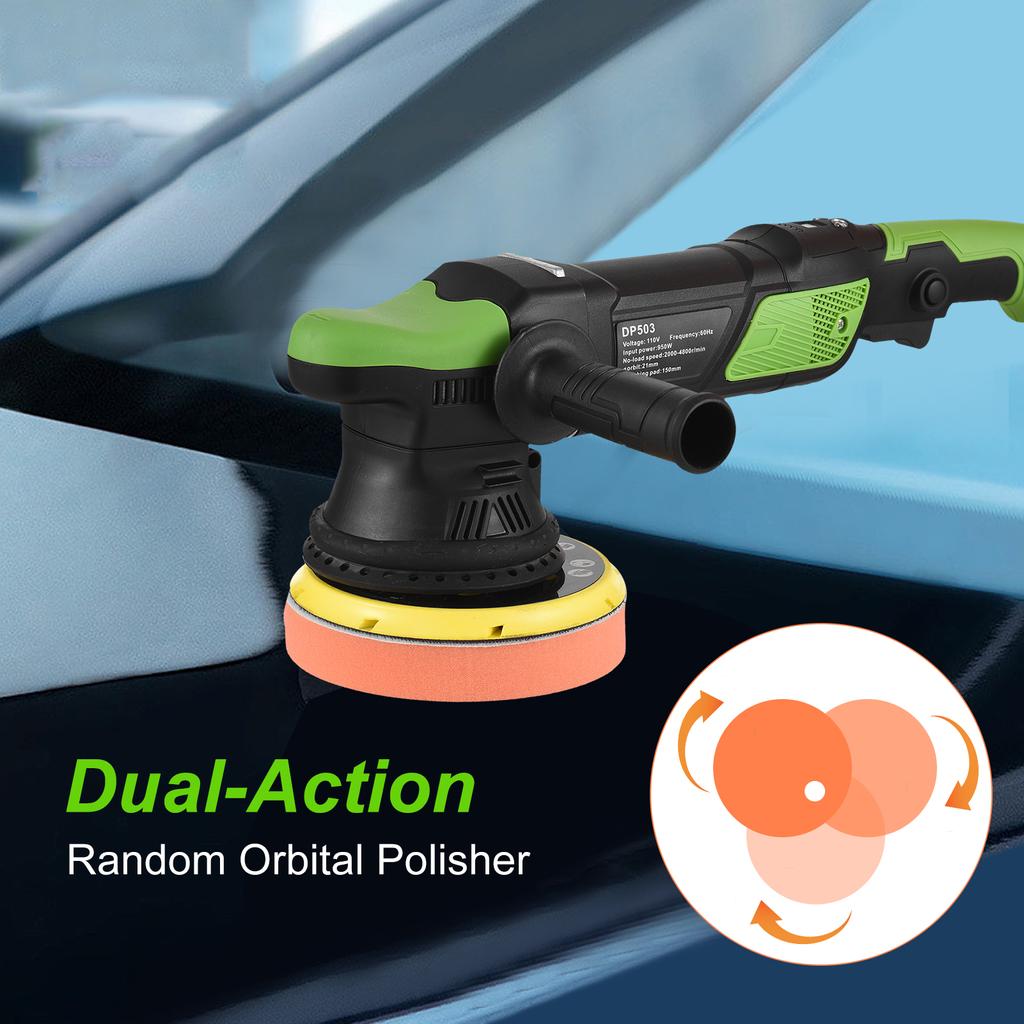 Буферная полировальная машина, 6-дюймовая полировальная машина мощностью 950 Вт для детализации автомобилей, случайная орбитальная полировальная машина для автомобильных буферов