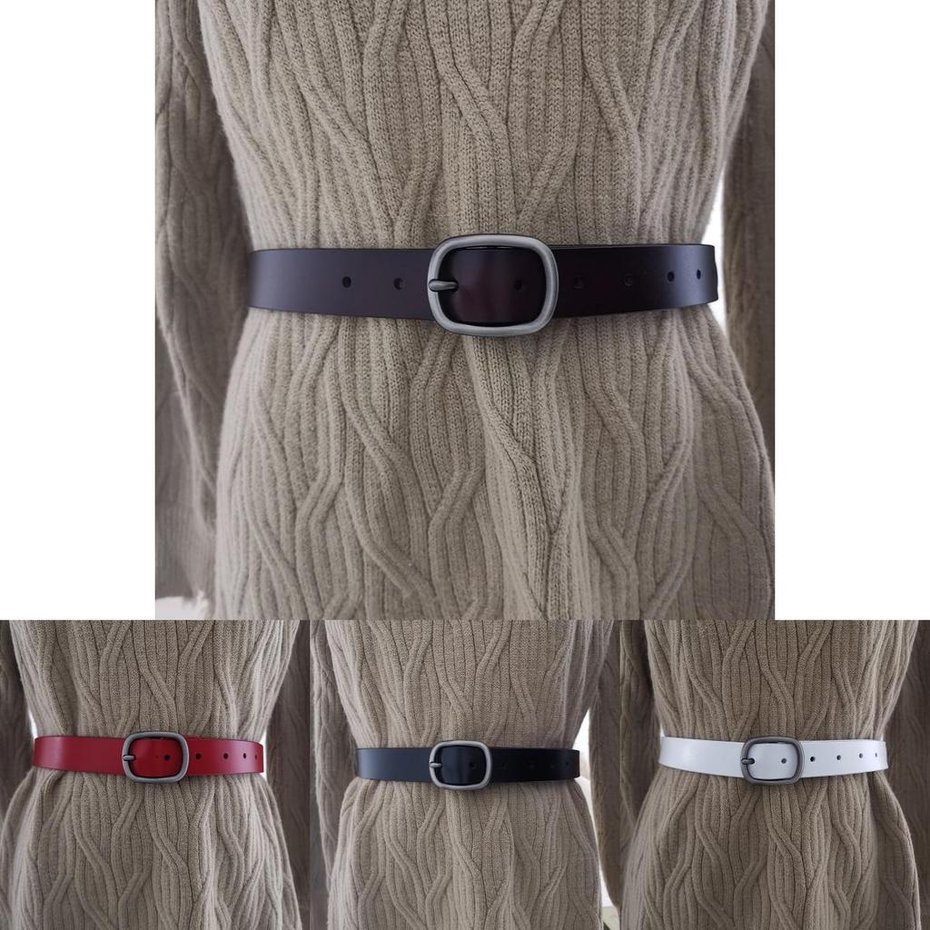 Girl Color Solid Fashionable Pure Leather Belt D Shaped Buckle Daily Use Casual