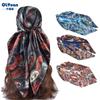 90cm Large Square Scarf For Spring And Summer Fashion, Versatile And Stylish, Printed Silk Scarf For Women'S Decoration, Paired With Shawl Scarf