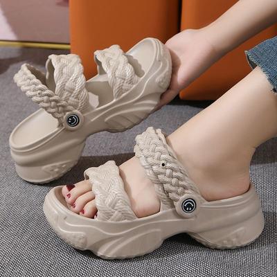 Новые 6 см ЭВА сандалии тапочки женские двусторонние летние туфли для увеличения роста женские массивные мюли уличные сабо мамочки широкие тапочки