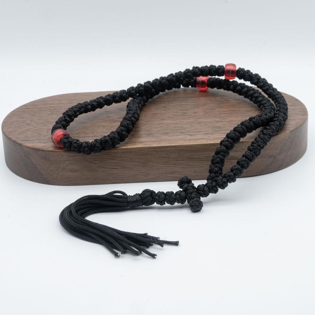 Православный греческий ручной работы крест молитвенное ожерелье кисточка молитва красная бусина 100 узлов кулон