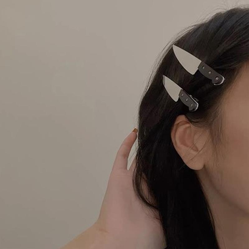 Женские необычные челки на бок, имитация ножа, сломанные волосы, заколка-утконос, заколки для волос, светящаяся лампочка