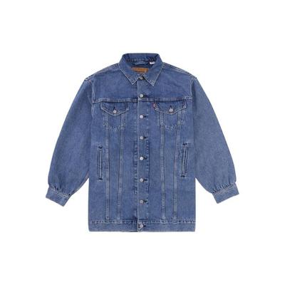 Levis X Ganni Однотонная джинсовая куртка на одной пуговице с воротником Женские куртки Синий 87489-0000