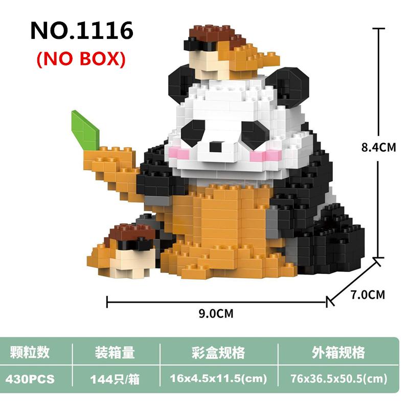 Kawaii Panda Series Micro Particle Building Block Creative Cute Animals DIY Assembled Bricks Toys For Chillren Christmas Gift