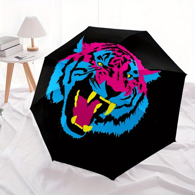 1pc Tiger Head Automatic Open/close Folding Umbrella, Compact Portable Travel Umbrella,Durable Construction yy250814122
