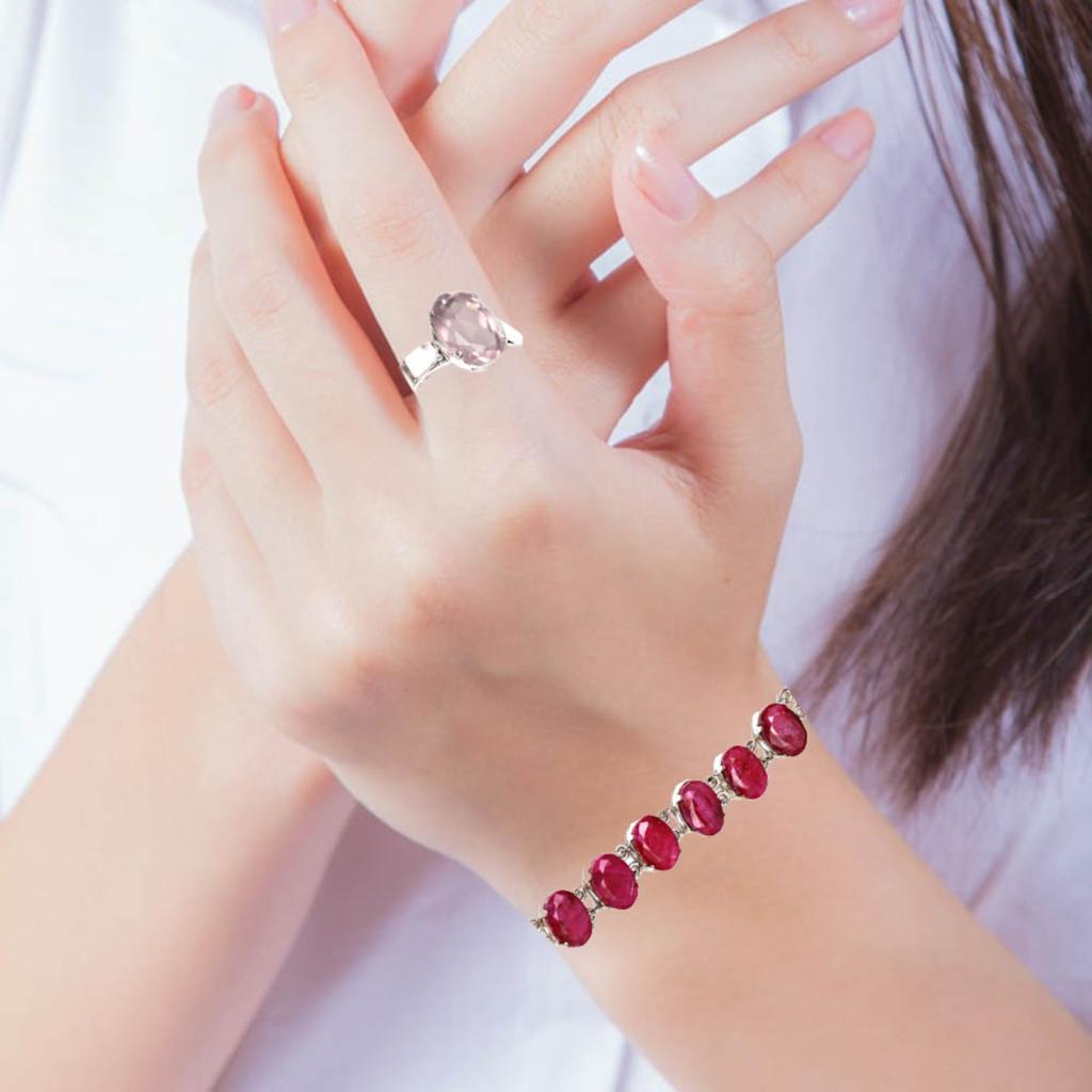 Ruby Sapphire Gemstone Women's Unisex Jewelry Bracelets & Rings 7-8''