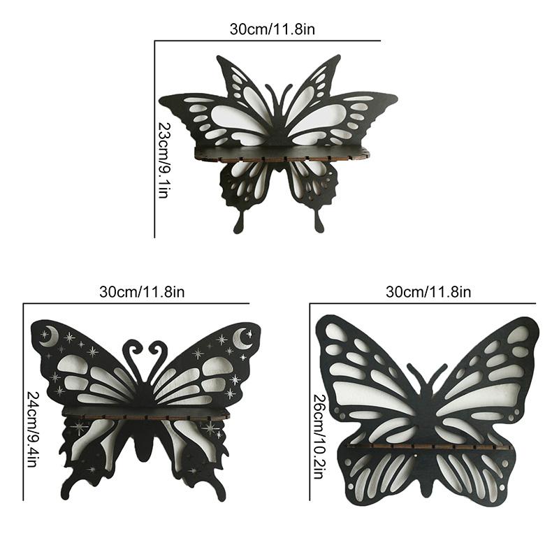 1 шт. черная полая винтажная плавающая бабочка в форме настенного декора, стеллаж для хранения, деревянная полка
