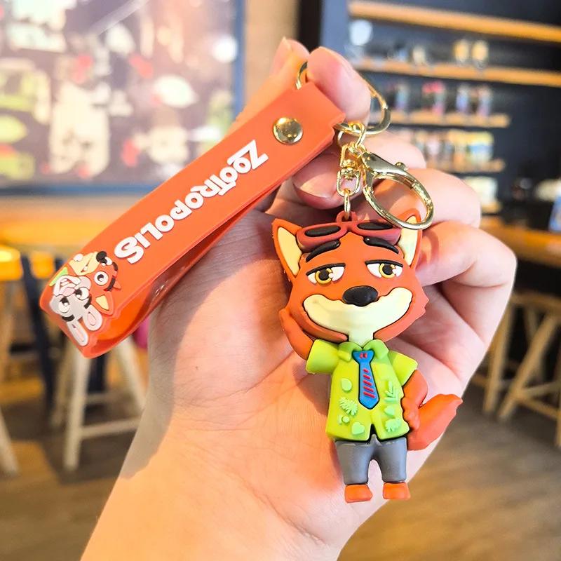 Cute Zootopia Keychain Pvc Cartoon Character Judy Nick Chief Bogo Keyring Hanging Couples Bag Decoration Festival Gift