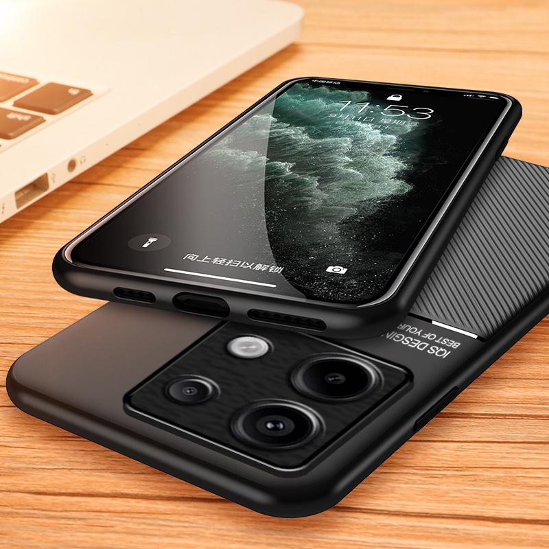 Для Redmi Note 13 Pro 4G чехол автомобильный магнитный держатель бронированный задний чехол для Xiaomi Redmi Note13 Pro Plus 5G мягкие кожаные пластинчатые чехлы
