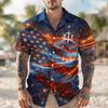 Мужской 4 июля США. Рубашка с американским флагом к 250-летию Cross Рубашка с кубинским воротником Рубашка на пуговицах С коротким рукавом