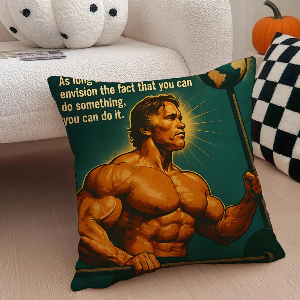 inspirational AArnold Schwarzenegger Cushion Cover Throw Pillow Cover Hidden Button Durable Polyester Chair Cushion
