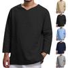 Men's Summer New Cotton And Hemp Top Comfortable Fashion Blouse Top