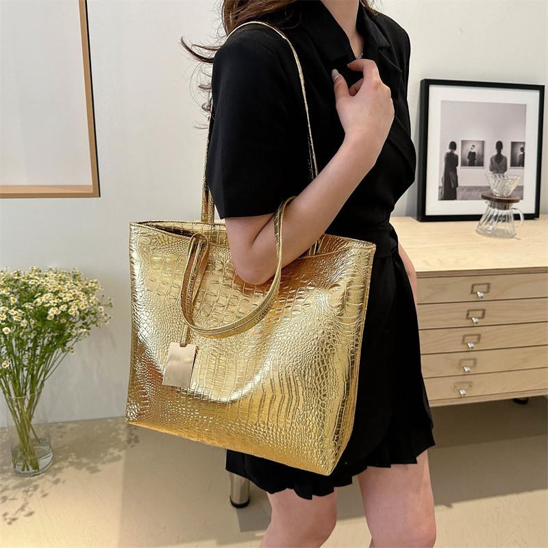 Stylish Large Capacity Solid Color Tote Bag Fashionable Korean Shoulder Bag For Women