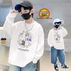 Модная осенняя хлопковая футболка с длинным рукавом для мальчиков - Повседневный свободный крой со стильным принтом букв