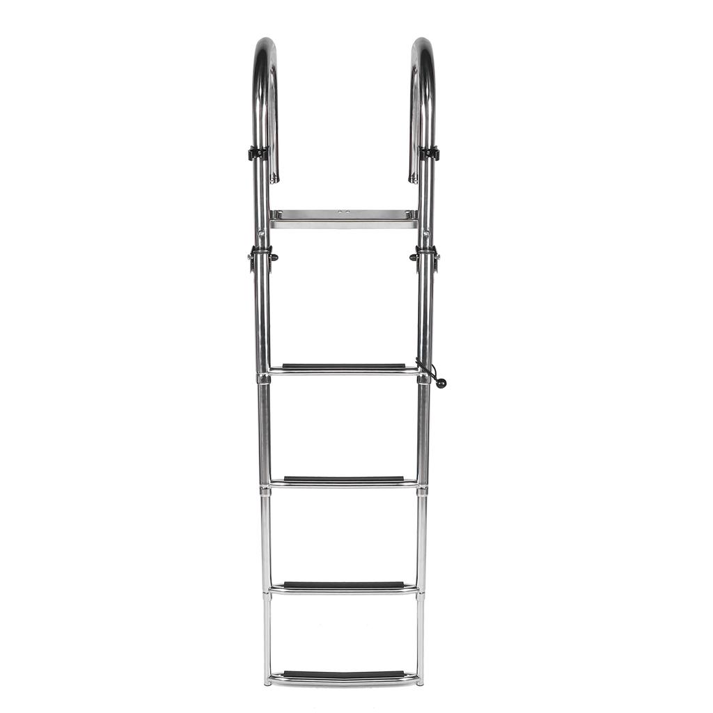 Boat Ladder Folding Telescopic 4‑Steps Marine Dock Stair Welded Reinforce Stainless Steel