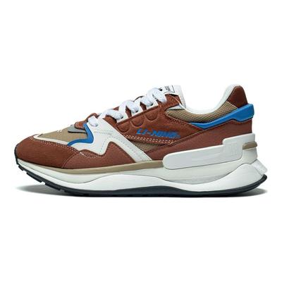 Li Ning 001 Original V2 прочные дышащие низкие спортивные повседневные туфли мужские кроссовки коричневые белые AGCT017-4