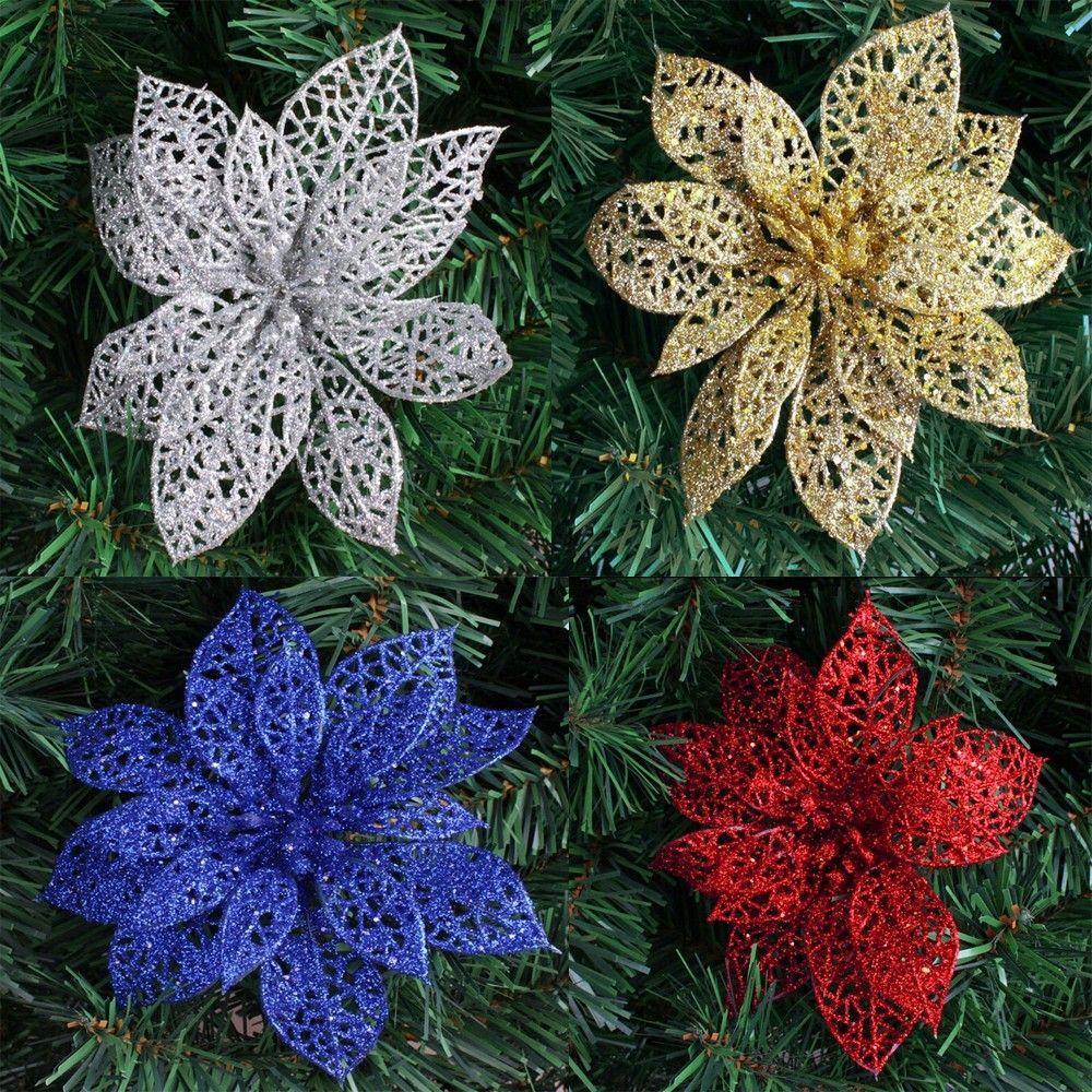 Hot Wedding Party Glitter Hollow Xmas Tree Decorations Christmas Flowers