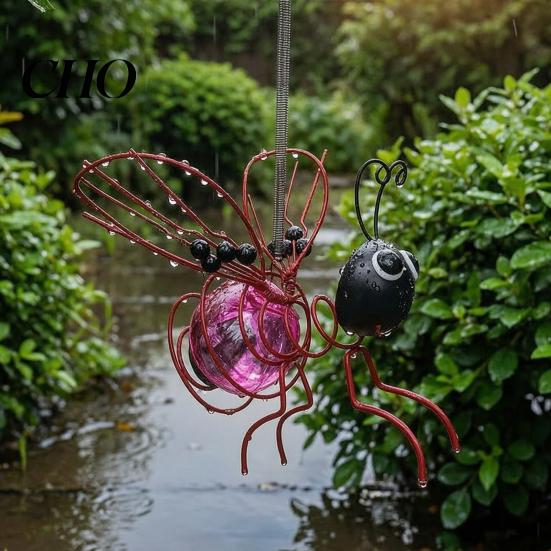 Solar String Lights Outdoor Hanging Bee Light Metal Figurine Garden Decoration Waterproof No Wiring Powered for Patio Yard Balcony Fence Porch Decor