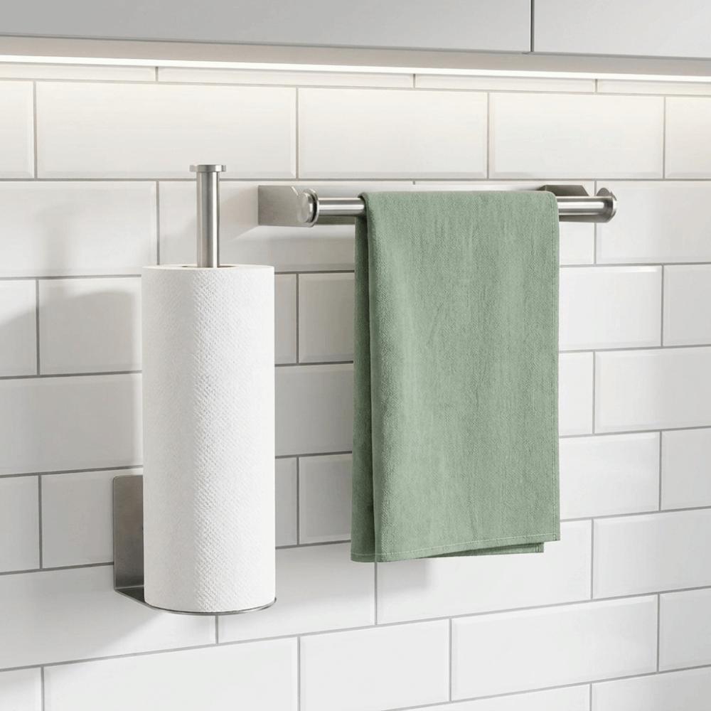 Adhesive or Screw-in Paper Towel Holder Wall Mounted Roll Towel Rack Kitchen Accessories