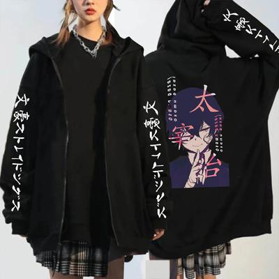 Аниме Манга Бунго Бродячие собаки Дазай Осаму Толстовки на молнии Мужчины Женщины Подростки Хип-хоп Y2k Толстовки Кардиган Негабаритные куртки на молнии Пальто