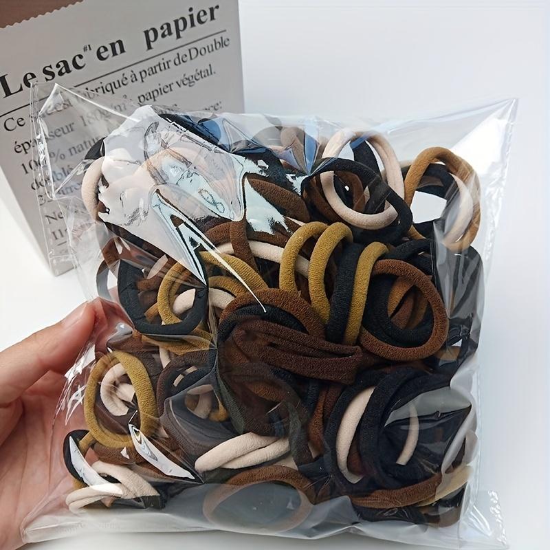 50/100pcs Boho Seamless Elastic Hair Ties-Thick Comfortable & Durable Ponytail Holders for Women - Solid Hair Accessories