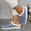 Women'S Winter Slippers Non-Slip TPR Sole Soft Indoor House Shoes with Snowman Design