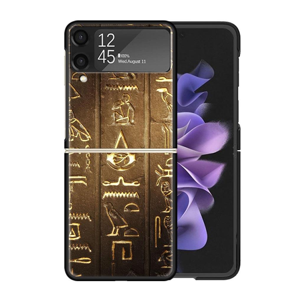 Египет Нефертити Анубис Анх Фараон Чехлы Для Samsung Galaxy Z Flip 4 5 6 7 3 Z Flip7 Flip6 Flip4 Flip5 Flip3 5G Жесткий Ударопрочный